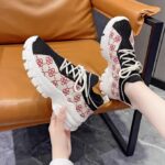 European and American style platform flyknit shoes for women, 2025 new color-blocked soft sole, elastic and breathable casual sports lace-up shoes - Image 4