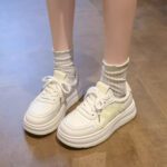 Women's platform white sneakers, 2025 new style, summer and autumn, Korean style, breathable, versatile, student sports casual sneakers. - Image 3