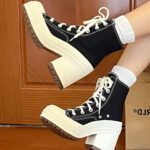 Women's platform high-top canvas shoes, ulzzang style, spring and autumn niche design, 2025 new summer white sneakers, trendy on Instagram. - Image 7