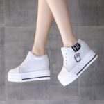 Thick-soled, 11cm high heel women's shoes, new spring and autumn sports shoes, Korean style student shoes, canvas wedge heel. - Image 6