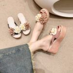 Fairy-like floral wedge platform sandals for women, new summer style 2025, perfect for height increase, versatile, casual beach sandals. - Image 4