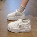 Simple platform white sneakers, new style, height-increasing, versatile, casual, lightweight, and comfortable for petite figures. - Image 5