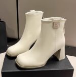 French-style high-heeled ankle boots for women, new autumn/winter 2025 style, square toe, elegant and versatile fashion cotton boots - Image 5