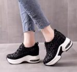 Women's platform shoes with hidden wedge heels, new autumn 2025 style, leopard print, thick sole, chunky sneakers, sporty, casual, versatile, 8CM. - Image 5
