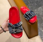 Korean style denim strappy sandals for women, perfect for summer 2025, versatile, fashionable, thick-soled, casual beach sandals. - Image 5