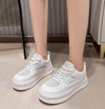 2025 New Style Petite Women's Height-Increasing White Sneakers, Summer Style, Mesh Breathable Thin Thick-Soled Sneakers - Image 2