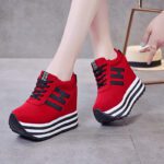 Women's chunky sneakers, trendy platform sneakers for spring and autumn, 2025, super popular canvas shoes, versatile and with hidden heel lift.