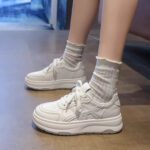 Women's platform white sneakers, 2025 new style, summer and autumn, Korean style, breathable, versatile, student sports casual sneakers. - Image 4