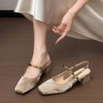 2025 Summer New Style Slip-on Closed-toe Sandals for Women, Elegant Chunky Heel, Comfortable and Perfect for Skirts - Image 4