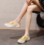 2025 New Style White Sneakers, Summer Breathable Mesh Shoes, Thick Sole, Casual Lightweight Sports Running Shoes, Versatile Single Shoes - Image 4