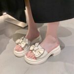 2025 New Women's Slippers, Versatile, Thick-Soled, Summer Bow-Tie, Heeled, Fashionable High-Heeled Sandals - Image 2