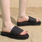 2025 Summer New Style Woven Breathable Comfortable Thick-Soled Casual Vacation Outerwear Versatile Strappy Sandals for Women - Image 2