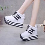 Women's chunky sneakers, trendy platform sneakers for spring and autumn, 2025, super popular canvas shoes, versatile and with hidden heel lift. - Image 3