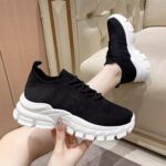 Women's Flyknit Sneakers, Spring/Summer 2025 New Style, Hollow Mesh Fabric, Breathable, Lightweight, Thick Sole - Image 6