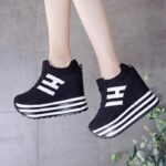Women's chunky sneakers, trendy platform sneakers for spring and autumn, 2025, super popular canvas shoes, versatile and with hidden heel lift. - Image 2