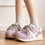 2025 New Autumn Purple Comfortable Thick-Soled Casual Versatile Lightweight Sports White Shoes Trendy