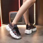 2025 Summer New Breathable Flyknit Thick-Soled Dad Shoes Lightweight Fashionable Versatile Plus Size Export Women's Shoes White Sneakers - Image 10