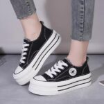 2025 New Style Thick-Soled Low-Top Canvas Shoes for Women, Summer Korean Style, Versatile Student Platform Casual Shoes, Sneakers