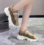 European and American style platform flyknit shoes for women, 2025 new color-blocked soft sole, elastic and breathable casual sports lace-up shoes - Image 3