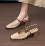 2025 Summer New Style Slip-on Closed-toe Sandals for Women, Elegant Chunky Heel, Comfortable and Perfect for Skirts - Image 6
