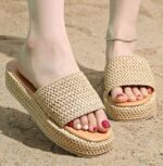 2025 Summer New Style Woven Breathable Comfortable Thick-Soled Casual Vacation Outerwear Versatile Strappy Sandals for Women