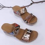 Women's wedge sandals, 2025 summer new style, snake print, one-strap, versatile slippers, plus size, cross-border foreign trade, leopard print - Image 7