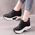 Women's platform shoes with hidden wedge heels, new autumn 2025 style, leopard print, thick sole, chunky sneakers, sporty, casual, versatile, 8CM. - Image 8