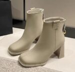 French-style high-heeled ankle boots for women, new autumn/winter 2025 style, square toe, elegant and versatile fashion cotton boots - Image 4