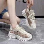 European and American style platform flyknit shoes for women, 2025 new color-blocked soft sole, elastic and breathable casual sports lace-up shoes - Image 8