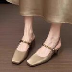 2025 Summer New Style Slip-on Closed-toe Sandals for Women, Elegant Chunky Heel, Comfortable and Perfect for Skirts - Image 5