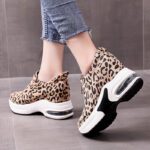 Women's platform shoes with hidden wedge heels, new autumn 2025 style, leopard print, thick sole, chunky sneakers, sporty, casual, versatile, 8CM. - Image 7