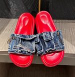 Korean style denim strappy sandals for women, perfect for summer 2025, versatile, fashionable, thick-soled, casual beach sandals. - Image 3