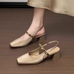 2025 Summer New Style Slip-on Closed-toe Sandals for Women, Elegant Chunky Heel, Comfortable and Perfect for Skirts