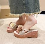 Fairy-like floral wedge platform sandals for women, new summer style 2025, perfect for height increase, versatile, casual beach sandals. - Image 3