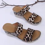 Women's wedge sandals, 2025 summer new style, snake print, one-strap, versatile slippers, plus size, cross-border foreign trade, leopard print - Image 6