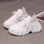 Women's chunky knit sneakers, trendy 2025 spring/summer style, thick-soled platform sock shoes, versatile casual sports shoes. - Image 7