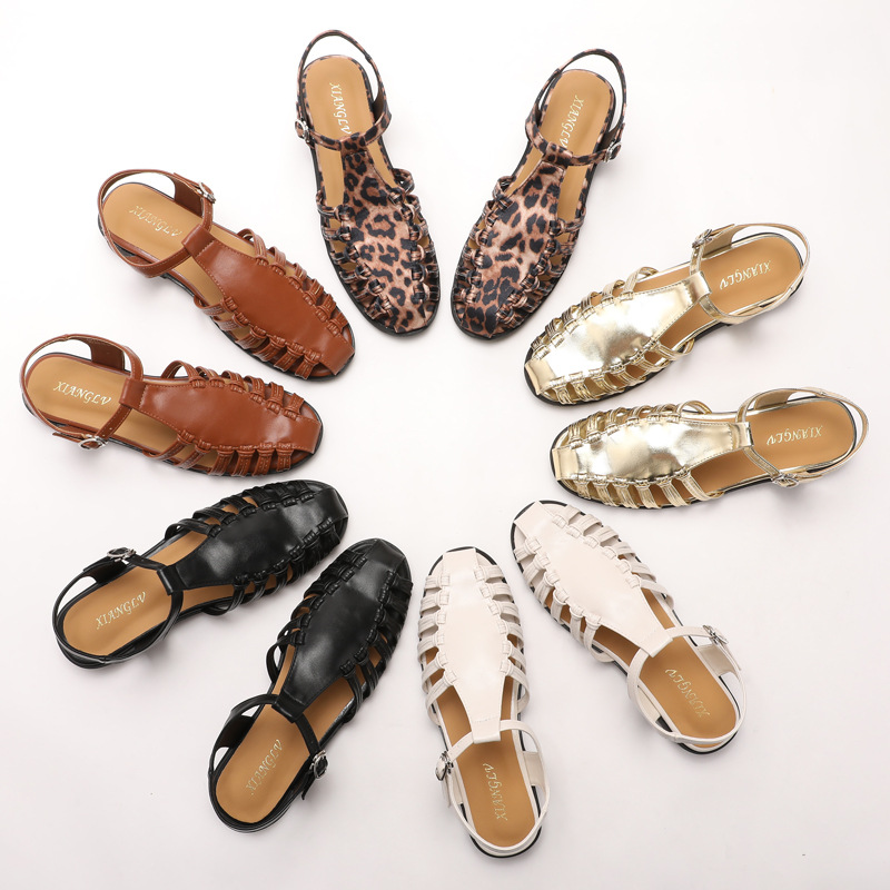 O1CN0116J3mO1zmlJEBiKir_!!2208329406757-0-cib French Fairy Style Woven Cut Out Toe Sandals for Women's Summer Outer Wear, Fashionable, Casual and Versatile Roman Sandals - Image 1