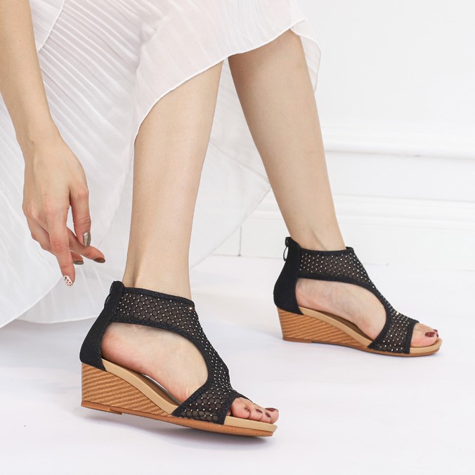 O1CN01I6ONgt1yKWpzdnH4b_!!6000000006560-0-cib Sandals Women's Shoes Summer Joker Comfortable Casual Mesh Women's Shoes Thick Sole Wedge Large Size Mother Shoes Women - Image 1